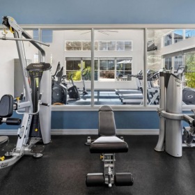 a gym with exercise equipment