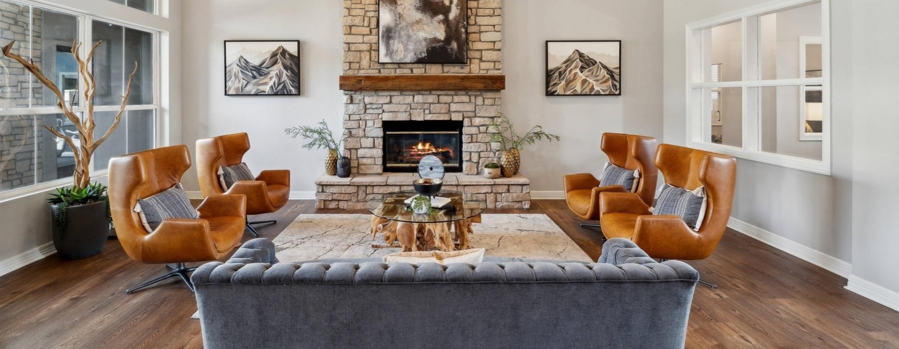 resident clubhouse with fireplace