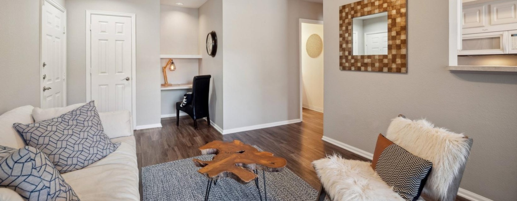 cozy living room and study niche